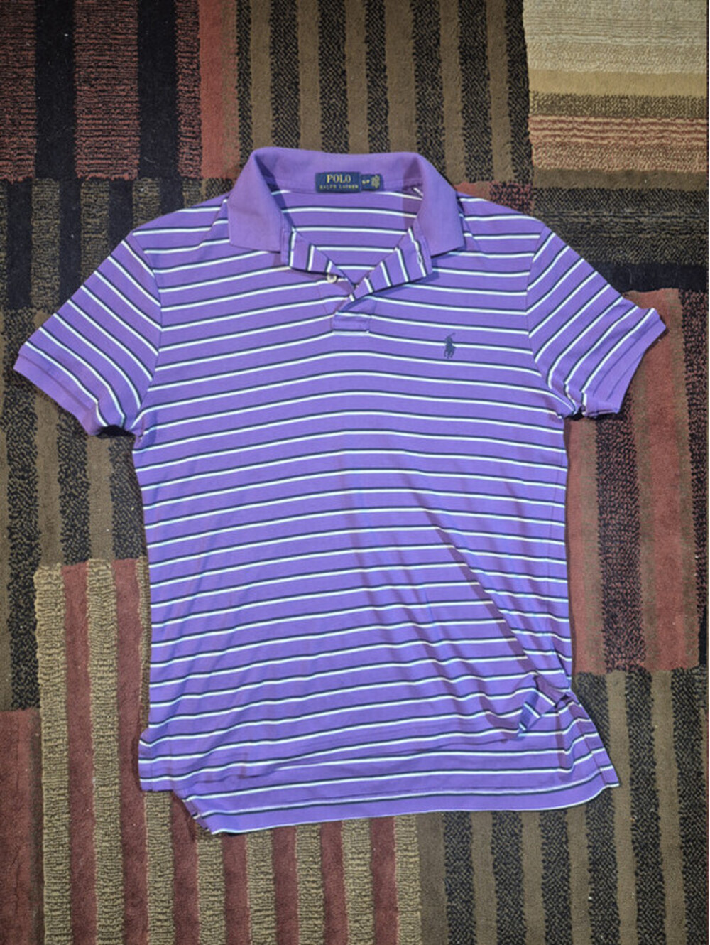 Polo Ralph Lauren Purple Striped Polo Shirt Small Pony